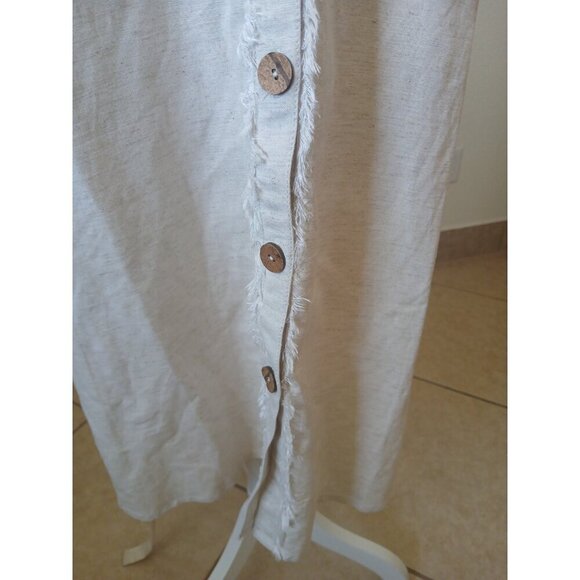 Mlle Gabrille Women's Button Front Shirt Dress Size 2X Cream Belt Collared Boho - Picture 11 of 16